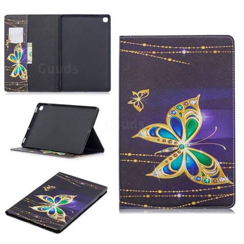 Golden Shining Butterfly Folio Stand Leather Wallet Case for Samsung Galaxy Tab S5e 10.5 T720 T725