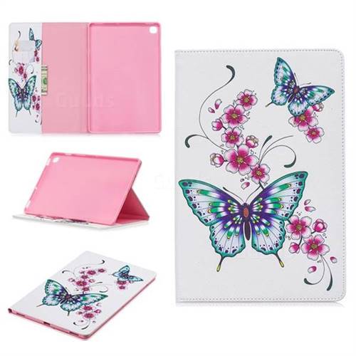 Peach Butterflies Folio Stand Leather Wallet Case for Samsung Galaxy Tab S5e 10.5 T720 T725