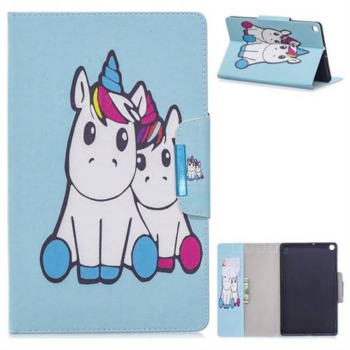 Couple Unicorn Folio Flip Stand Leather Wallet Case for Samsung Galaxy Tab S5e 10.5 T720 T725