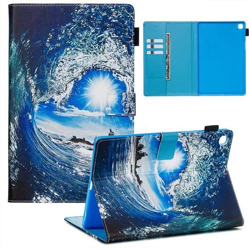Waves and Sun Matte Leather Wallet Tablet Case for Samsung Galaxy Tab S5e 10.5 T720 T725