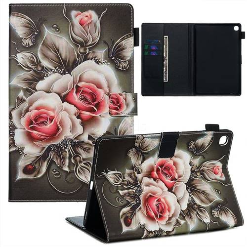 Black Rose Matte Leather Wallet Tablet Case for Samsung Galaxy Tab S5e 10.5 T720 T725