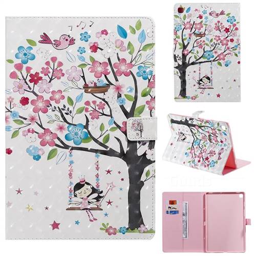 Flower Tree Swing Girl 3D Painted Tablet Leather Wallet Case for Samsung Galaxy Tab S5e 10.5 T720 T725
