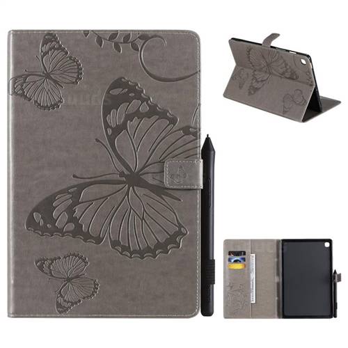 Embossing 3D Butterfly Leather Wallet Case for Samsung Galaxy Tab S5e 10.5 T720 T725 - Gray