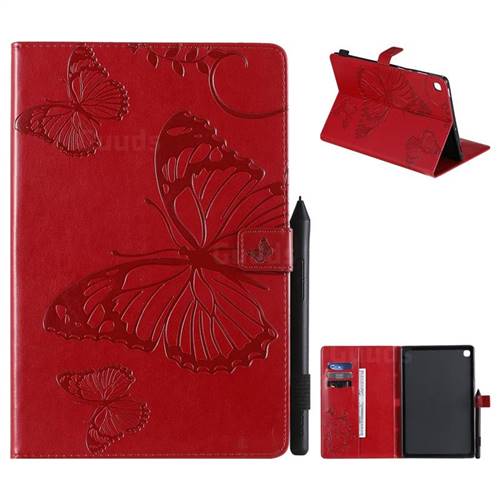 Embossing 3D Butterfly Leather Wallet Case for Samsung Galaxy Tab S5e 10.5 T720 T725 - Red
