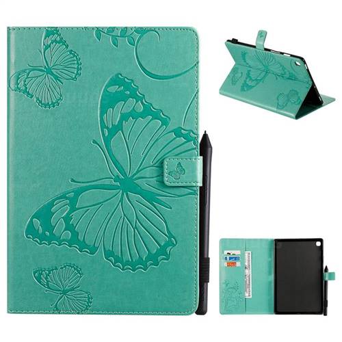 Embossing 3D Butterfly Leather Wallet Case for Samsung Galaxy Tab S5e 10.5 T720 T725 - Green