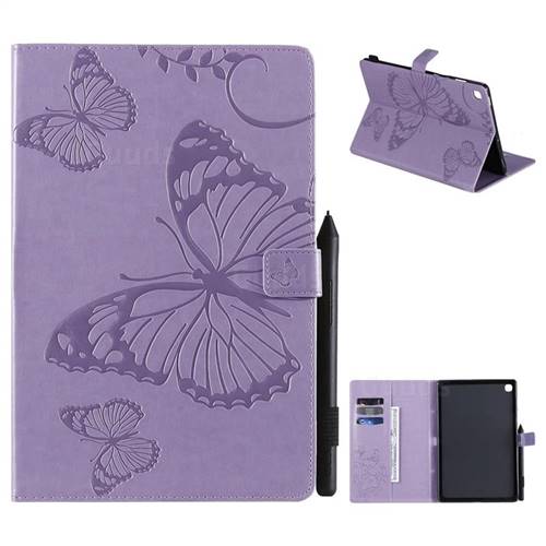 Embossing 3D Butterfly Leather Wallet Case for Samsung Galaxy Tab S5e 10.5 T720 T725 - Purple