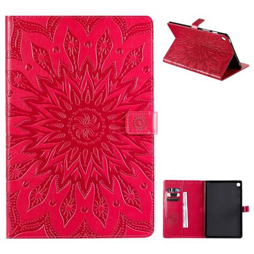 Embossing Sunflower Leather Flip Cover for Samsung Galaxy Tab S5e 10.5 T720 T725 - Red