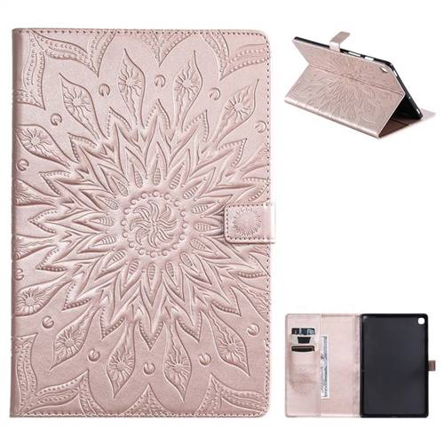 Embossing Sunflower Leather Flip Cover for Samsung Galaxy Tab S5e 10.5 T720 T725 - Rose Gold