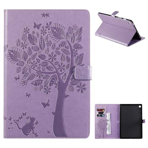 Embossing Butterfly Tree Leather Flip Cover for Samsung Galaxy Tab S5e 10.5 T720 T725 - Purple