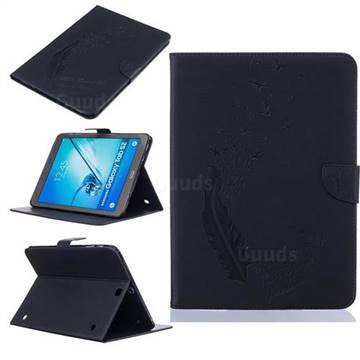 Intricate Embossing Feather Bird Leather Wallet Case for Samsung Galaxy Tab S2 9.7 T810 T815 T819 - Black