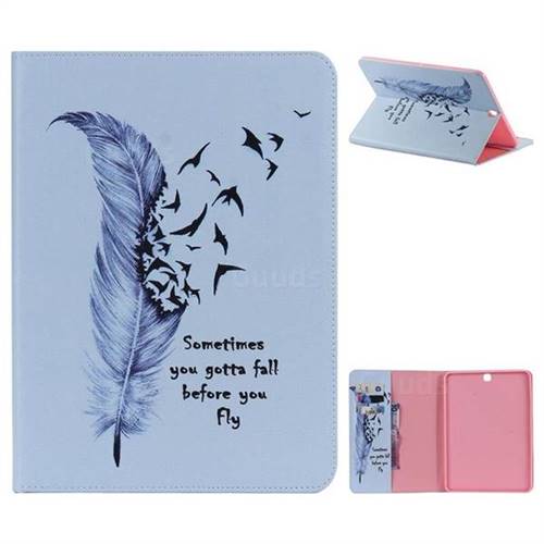 Feather Birds Folio Flip Stand Leather Wallet Case for Samsung Galaxy Tab S2 9.7 T810 T815 T819
