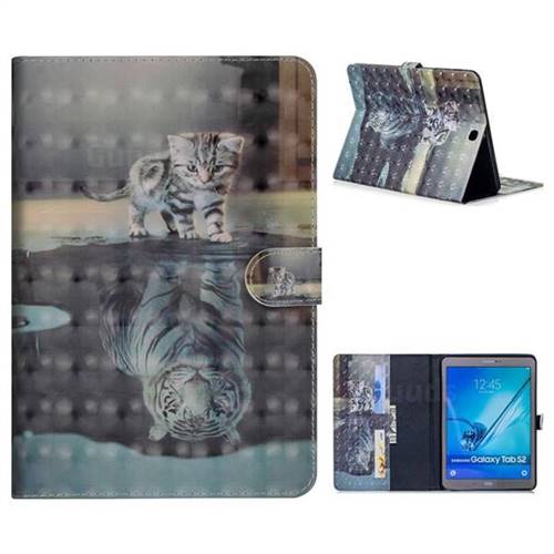 Tiger and Cat 3D Painted Leather Tablet Wallet Case for Samsung Galaxy Tab S2 9.7 T810 T815 T819