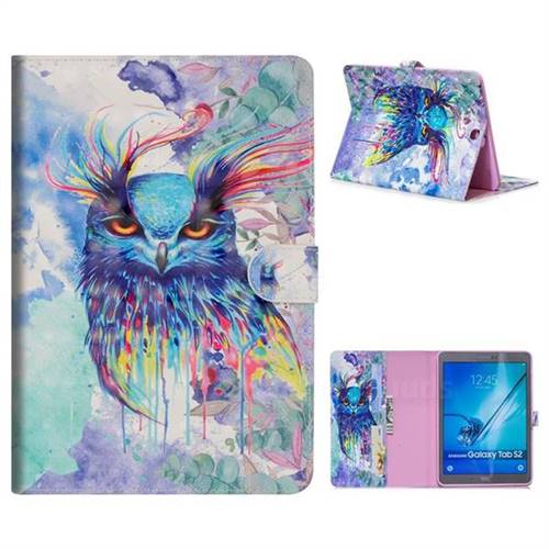 Watercolor Owl 3D Painted Leather Tablet Wallet Case for Samsung Galaxy Tab S2 9.7 T810 T815 T819
