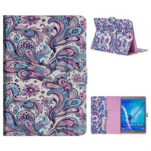 Swirl Flower 3D Painted Leather Tablet Wallet Case for Samsung Galaxy Tab S2 9.7 T810 T815 T819