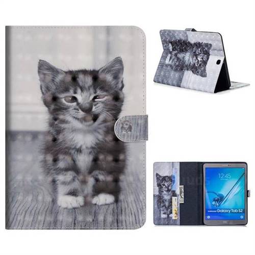 Smiling Cat 3D Painted Leather Tablet Wallet Case for Samsung Galaxy Tab S2 9.7 T810 T815 T819