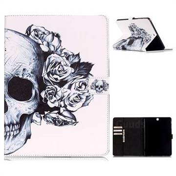 Skull Flower Folio Stand Leather Wallet Case for Samsung Galaxy Tab S2 9.7 T810 T815 T819
