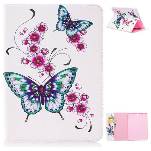 Peach Butterflies Folio Stand Leather Wallet Case for Samsung Galaxy Tab S3 9.7 T820 T825