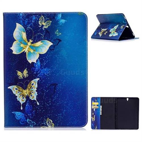 Golden Butterflies Folio Stand Leather Wallet Case for Samsung Galaxy Tab S3 9.7 T820 T825