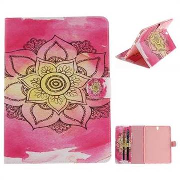 Pink Rose Painting Tablet Leather Wallet Flip Cover for Samsung Galaxy Tab S3 9.7 T820 T825