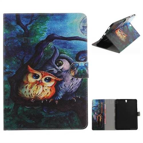 Oil Painting Owl Painting Tablet Leather Wallet Flip Cover for Samsung Galaxy Tab S3 9.7 T820 T825