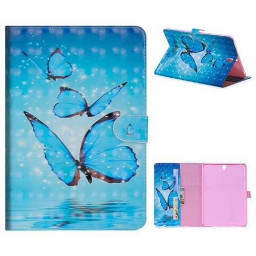 Blue Sea Butterflies 3D Painted Leather Tablet Wallet Case for Samsung Galaxy Tab S3 9.7 T820 T825