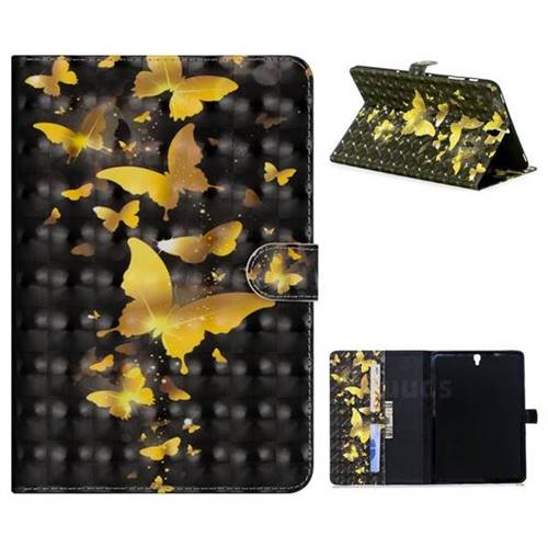 Golden Butterfly 3D Painted Leather Tablet Wallet Case for Samsung Galaxy Tab S3 9.7 T820 T825