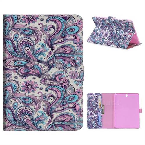Swirl Flower 3D Painted Leather Tablet Wallet Case for Samsung Galaxy Tab S3 9.7 T820 T825