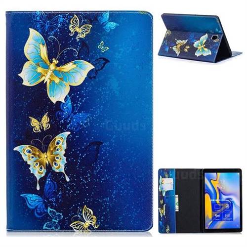 Golden Butterflies Folio Stand Leather Wallet Case for Samsung Galaxy Tab S4 10.5 T830 T835