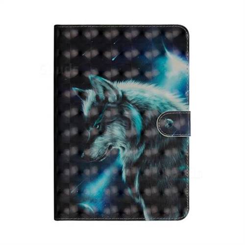 Snow Wolf 3d Painted Leather Tablet Wallet Case For Samsung Galaxy