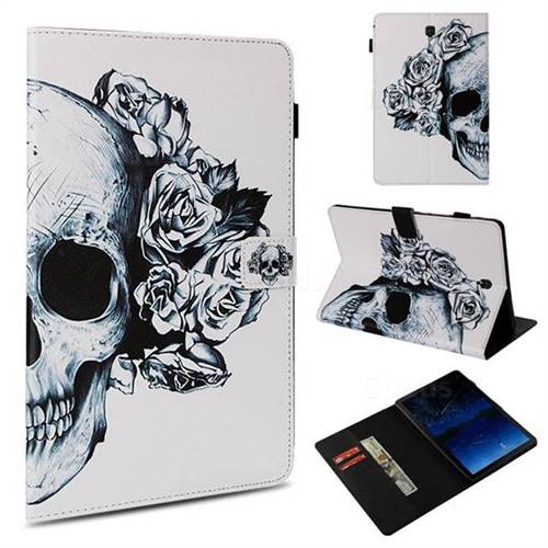 Skull Flower Folio Stand Leather Wallet Case for Samsung Galaxy Tab S4 10.5 T830 T835