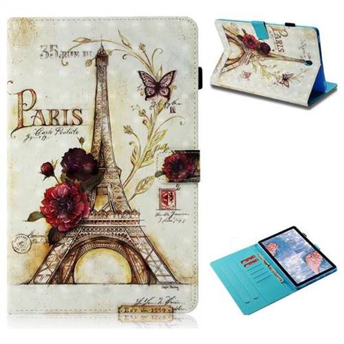 Flower Eiffel Tower 3D Painted Leather Wallet Tablet Case for Samsung Galaxy Tab S4 10.5 T830 T835