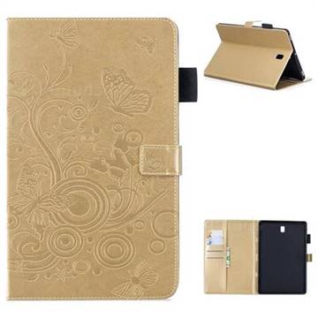 Intricate Embossing Butterfly Circle Leather Wallet Case for Samsung Galaxy Tab S4 10.5 T830 T835 - Champagne
