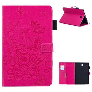 Intricate Embossing Butterfly Circle Leather Wallet Case for Samsung Galaxy Tab S4 10.5 T830 T835 - Red