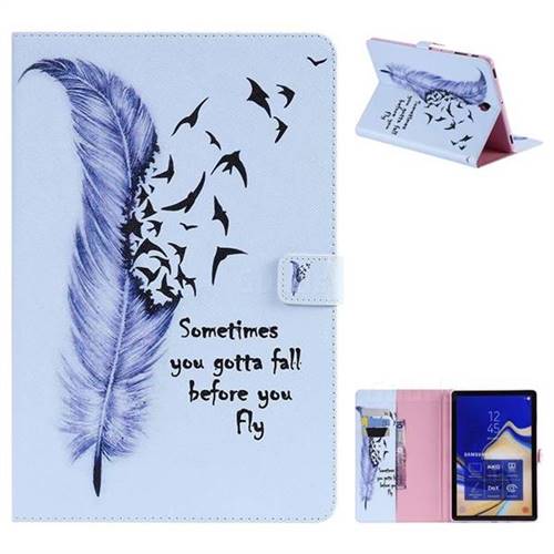 Feather Birds Folio Flip Stand Leather Wallet Case for Samsung Galaxy Tab S4 10.5 T830 T835