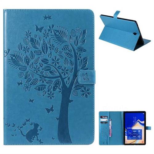 Embossing Butterfly Tree Leather Flip Cover for Samsung Galaxy Tab S4 10.5 T830 T835 - Blue