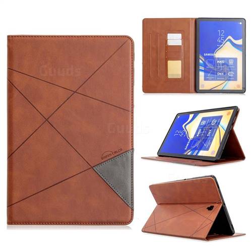 Binfen Color Prismatic Slim Magnetic Sucking Stitching Wallet Flip Cover for Samsung Galaxy Tab S4 10.5 T830 T835 - Brown