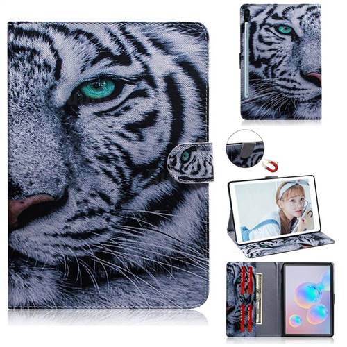 White Tiger Painting Tablet Leather Wallet Flip Cover for Samsung Galaxy Tab S6 10.5 T860 T865