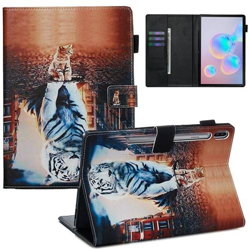 Cat and Tiger Matte Leather Wallet Tablet Case for Samsung Galaxy Tab S6 10.5 T860 T865