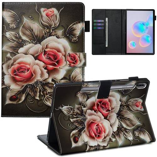 Black Rose Matte Leather Wallet Tablet Case for Samsung Galaxy Tab S6 10.5 T860 T865