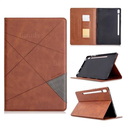 Binfen Color Prismatic Slim Magnetic Sucking Stitching Wallet Flip Cover for Samsung Galaxy Tab S6 10.5 T860 T865 - Brown