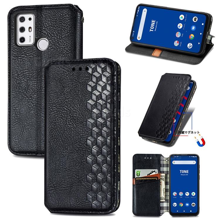 Ultra Slim Fashion Business Card Magnetic Automatic Suction Leather Flip Cover for Tone E21 - Black