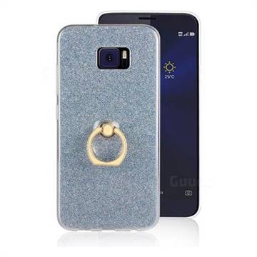 Luxury Soft TPU Glitter Back Ring Cover with 360 Rotate Finger Holder Buckle for Asus Zenfone V V520KL - Blue