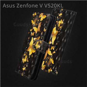 Golden Butterfly 3D Painted Leather Wallet Case for Asus Zenfone V V520KL