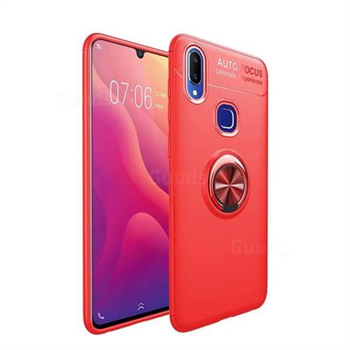 Auto Focus Invisible Ring Holder Soft Phone Case for vivo V11i - Red