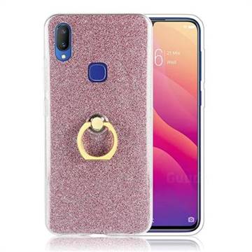 Luxury Soft TPU Glitter Back Ring Cover with 360 Rotate Finger Holder Buckle for vivo V11i - Pink
