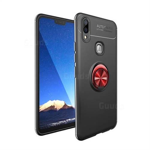 Auto Focus Invisible Ring Holder Soft Phone Case for Vivo V9 - Black Red