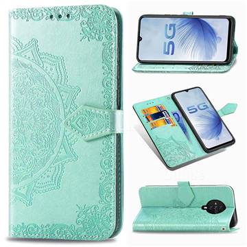 Embossing Imprint Mandala Flower Leather Wallet Case for Vivo S6 5G - Green