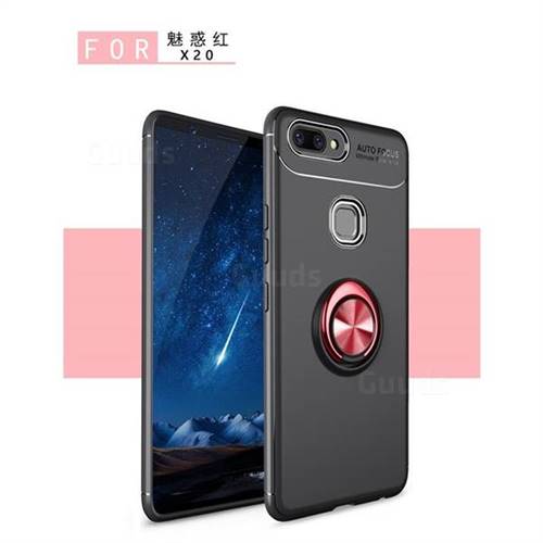 Auto Focus Invisible Ring Holder Soft Phone Case for Vivo X20 - Black Red