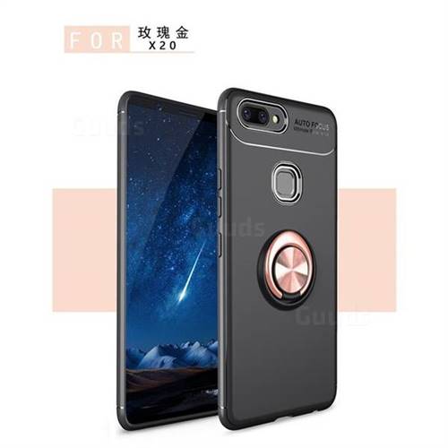 Auto Focus Invisible Ring Holder Soft Phone Case for Vivo X20 - Black Gold