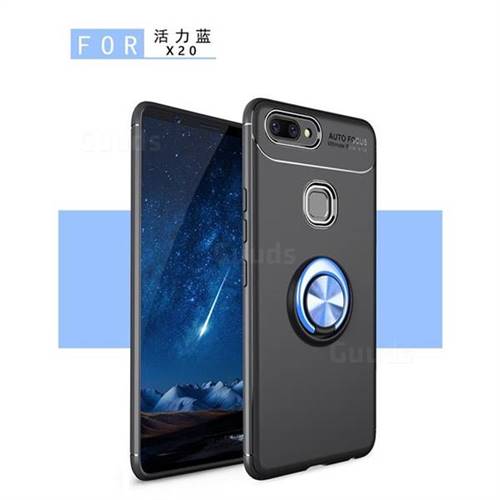 Auto Focus Invisible Ring Holder Soft Phone Case for Vivo X20 - Black Blue